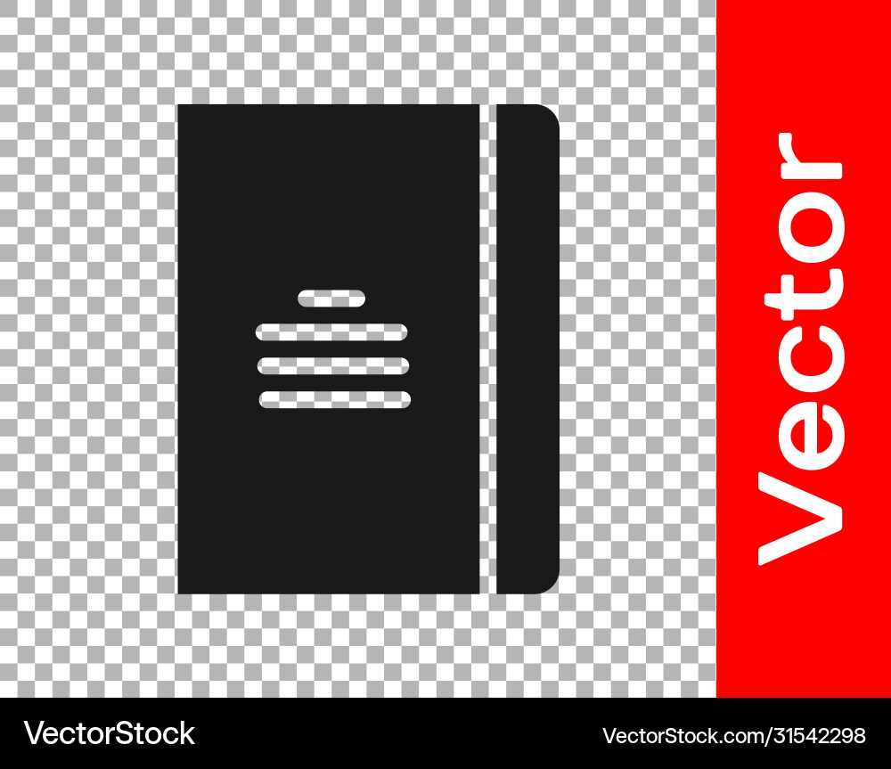 Black notebook icon isolated on transparent Black notebook icon isolated on transparent vector image