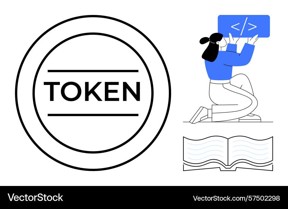 Blockchain token concept with developer coding Blockchain token concept with developer coding vector image