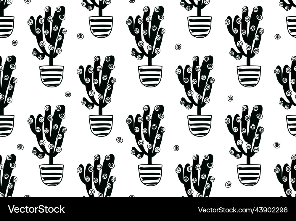 Cacti seamless pattern background Vector Image