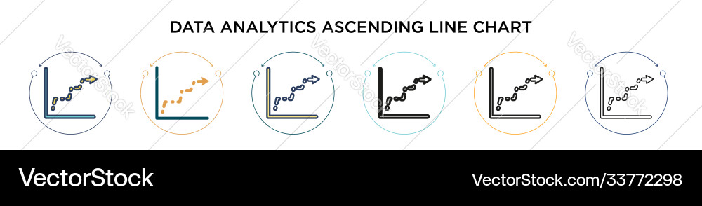 Data analytics ascending line chart icon vector image