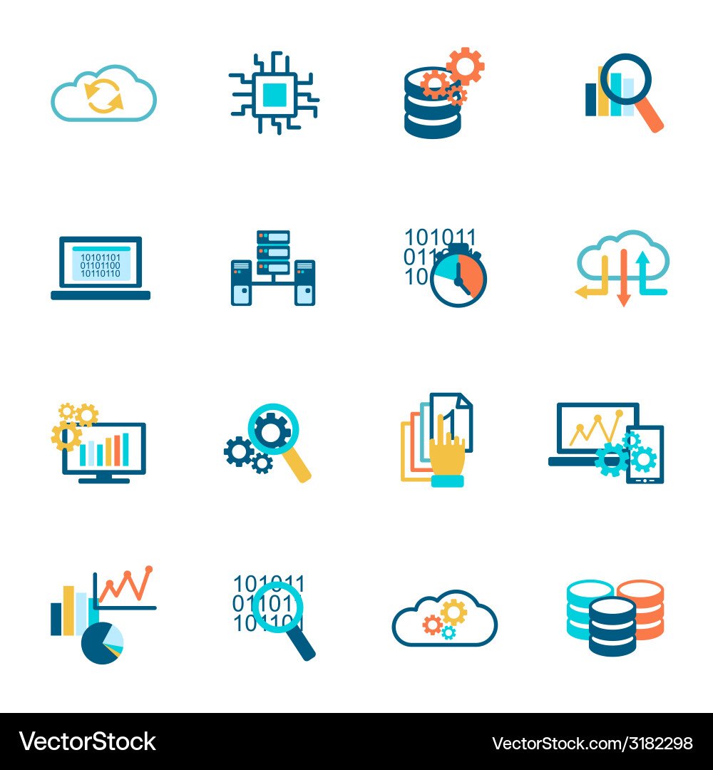 Database Analytics Icons vector image