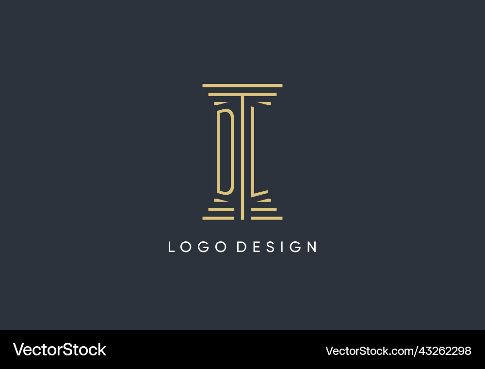 Dl initial monogram with pillar shape logo design vector image