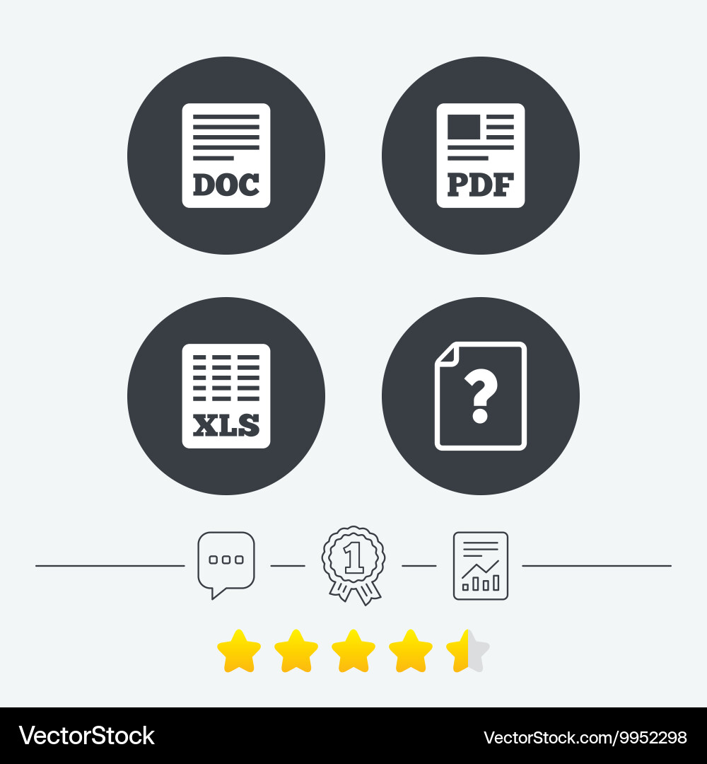Document icons xls pdf file signs Vector Image