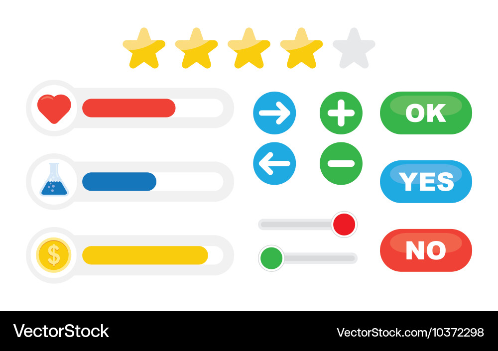 Game UI Progress & Resource Icons vector image