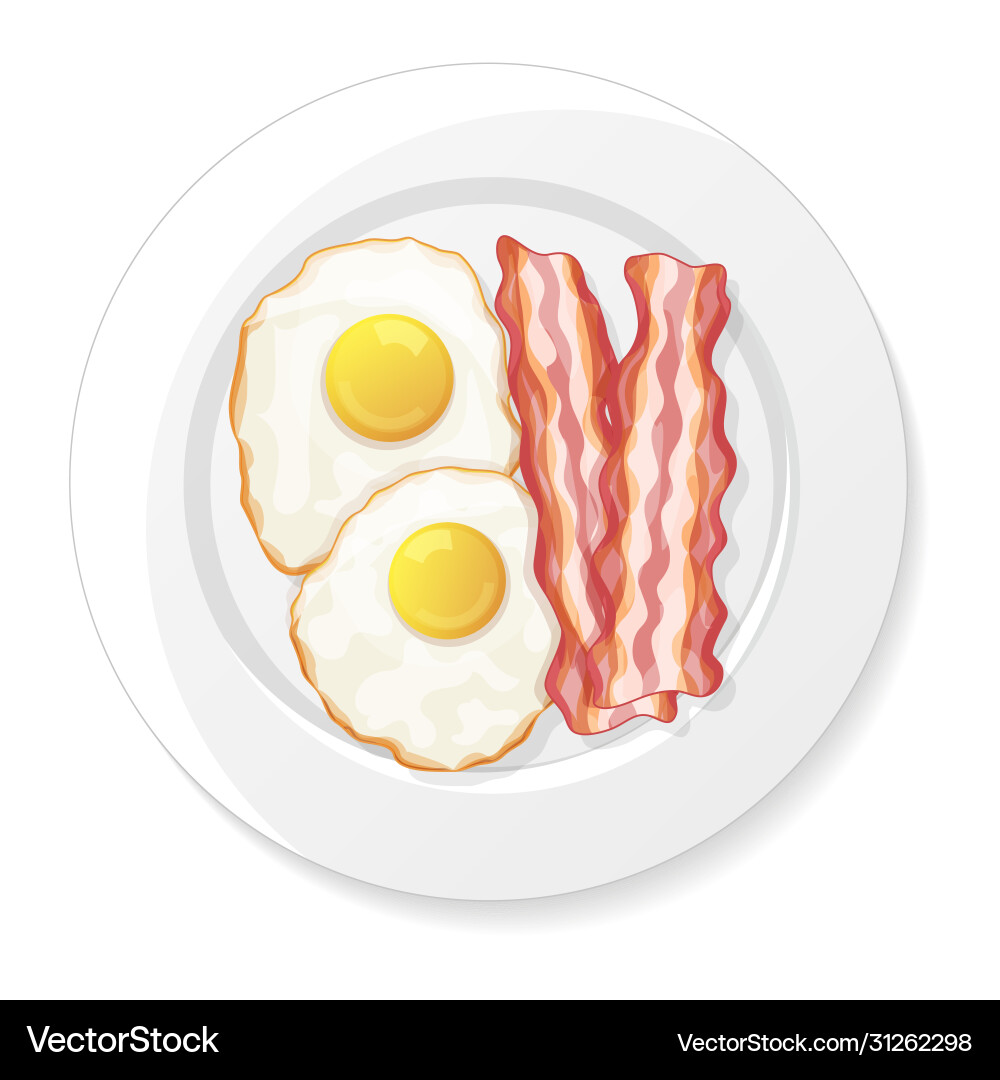 Gebratene Eier und Speck auf weißem Hintergrund lecker Gebratene Eier und Speck auf weißem Hintergrund lecker vektorbild