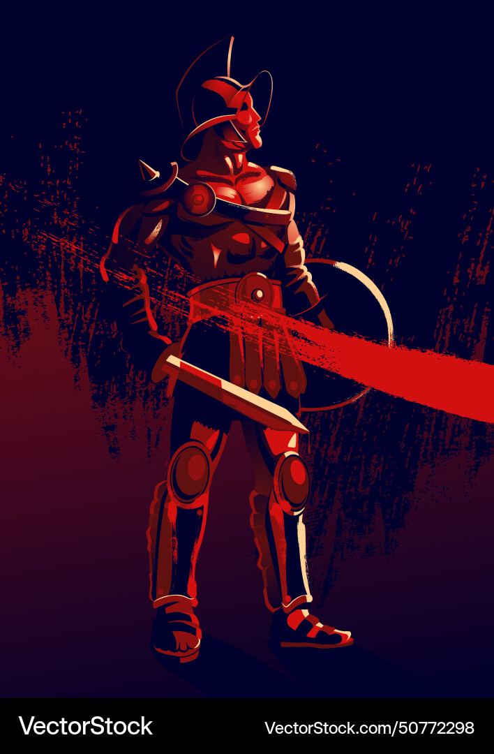 Grunge red ancient warrior gladiator Royalty Free Vector