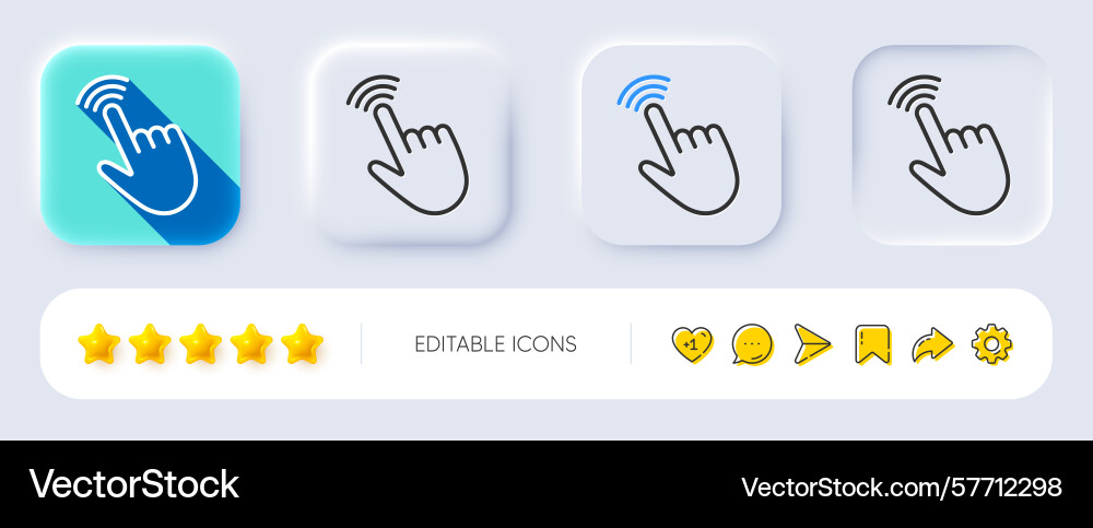 Hand cursor line icon click action sign Hand cursor line icon click action sign vector image