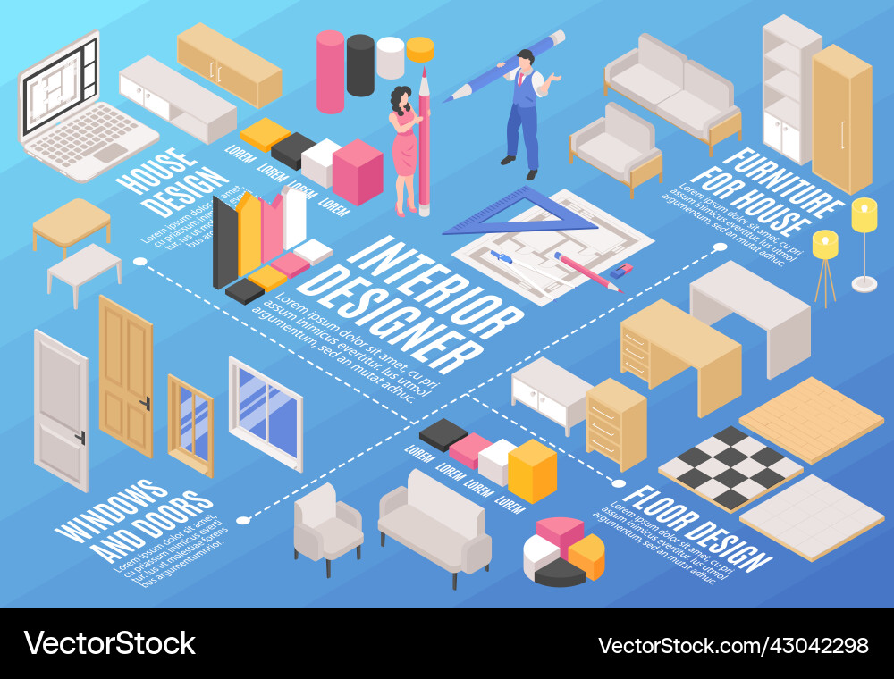 Isometric interior design vector image