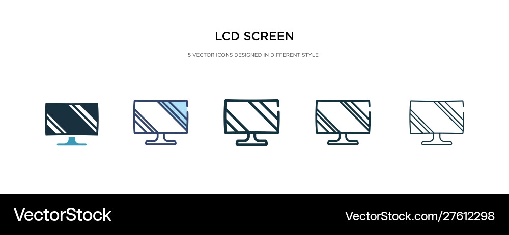 Lcd screen icon in different style two colored Lcd screen icon in different style two colored vector image