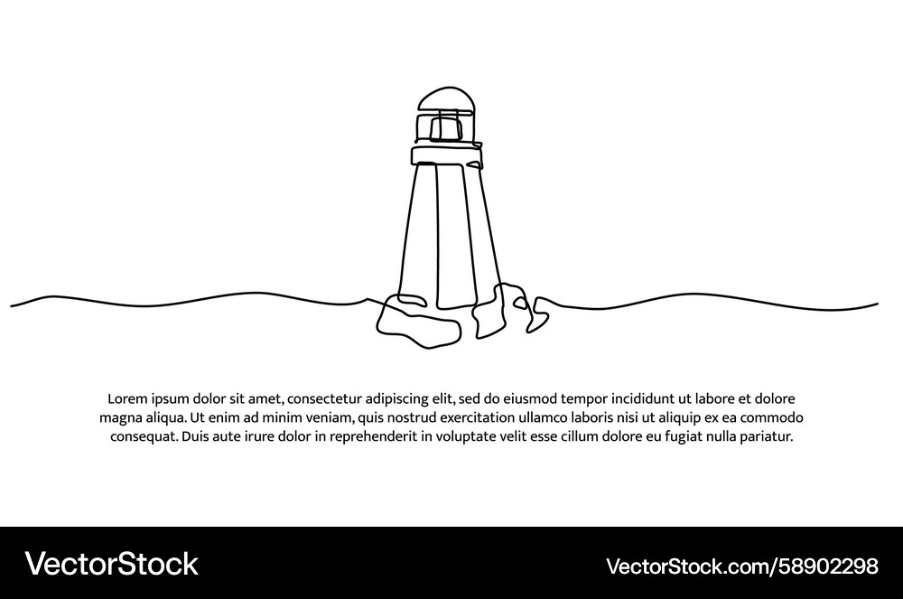 Mercusuar Continuous Line Art Vector Image