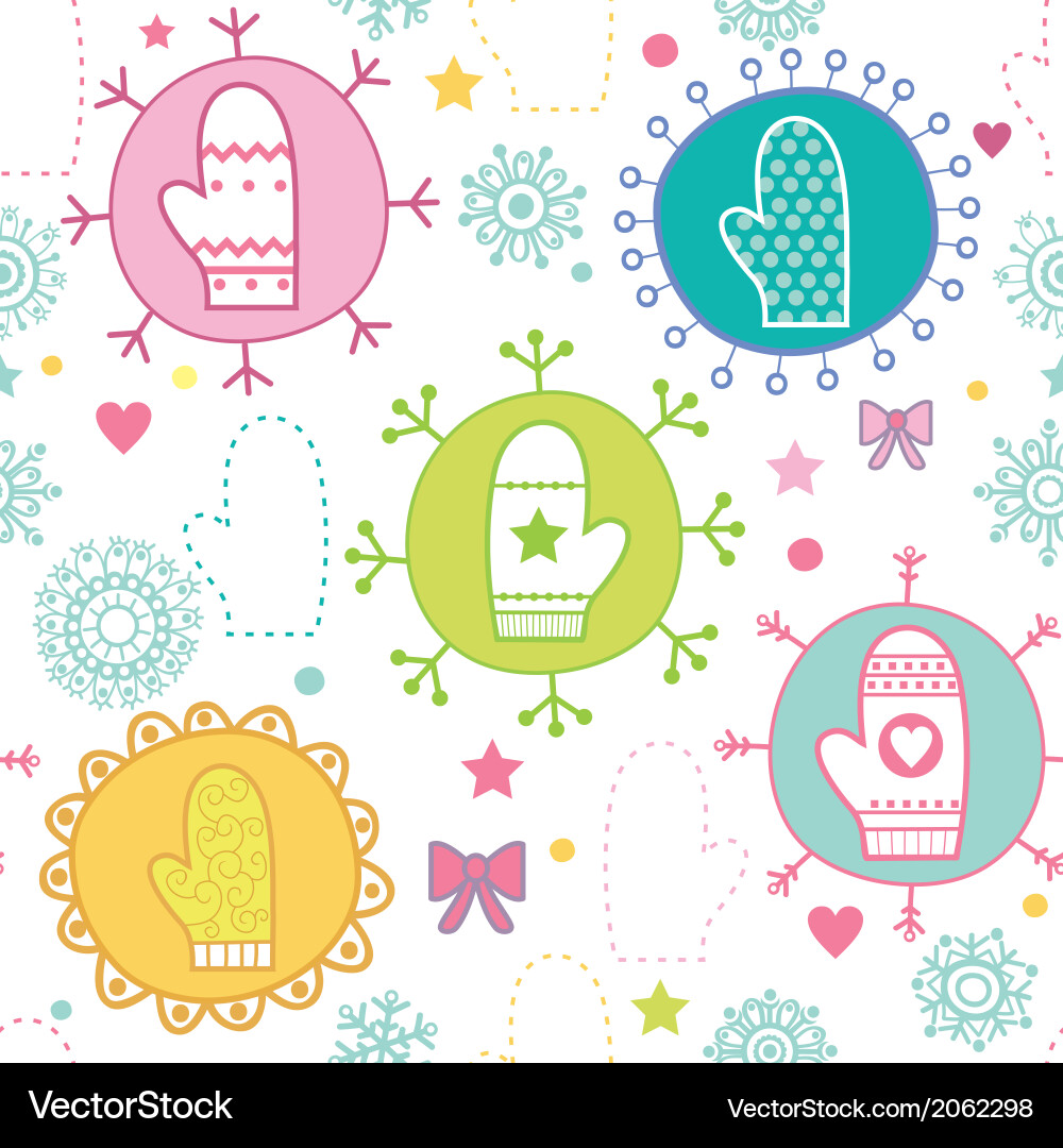 Mitten seamless pattern copy square to the side vector image