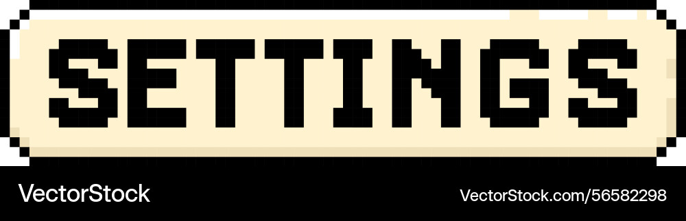 Pixel rectangular frame with text settings arcade Pixel rectangular frame with text settings arcade Vector Image