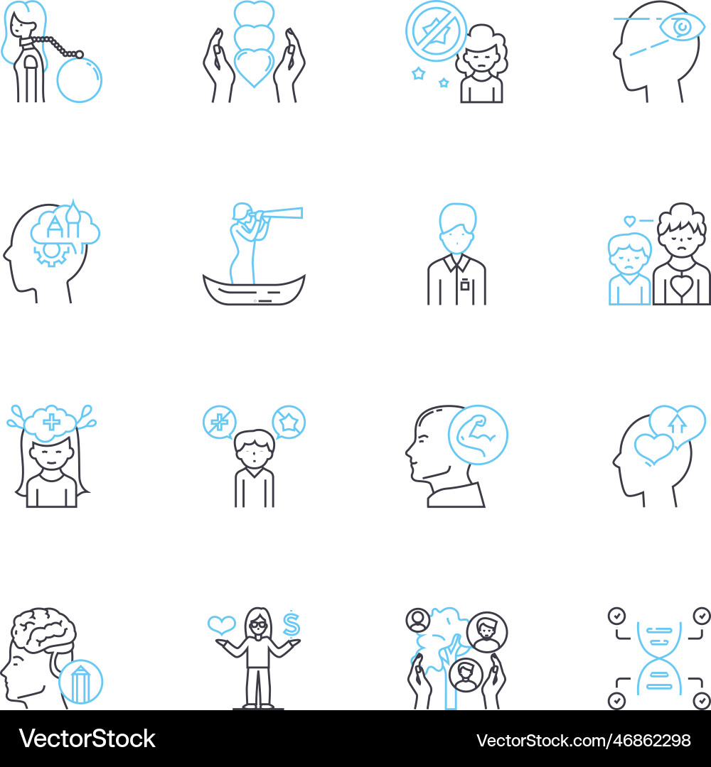 Rational thinking linear icons set reasoning Rational thinking linear icons set reasoning Vector Image