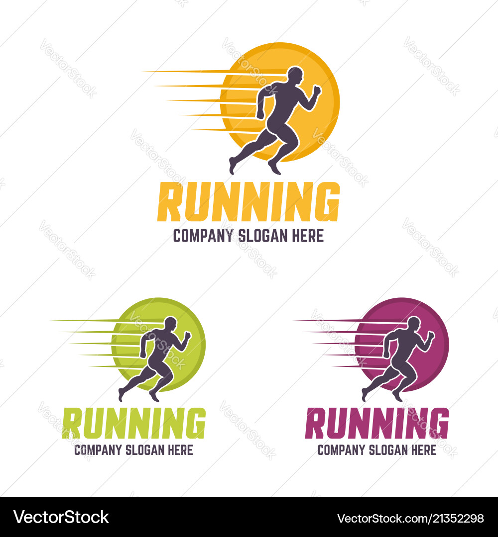 Running man silhouette in a circle logo Running man silhouette in a circle logo Vector Image