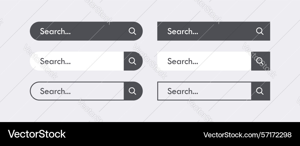 Search bar button icons set web browser ui vector image