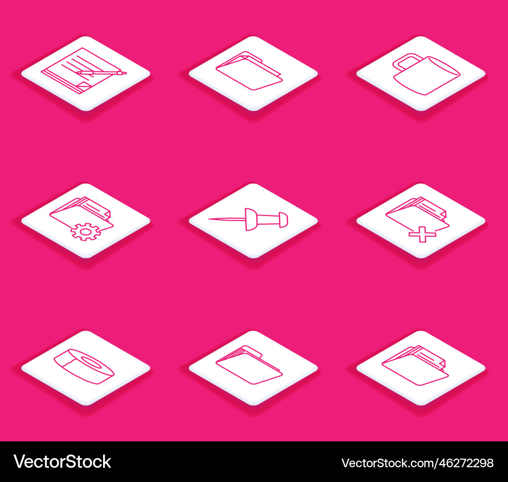 Set line blank notebook and pen document folder Set line blank notebook and pen document folder vector image