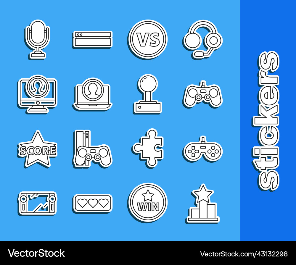 Set line star gamepad vs versus battle create Set line star gamepad vs versus battle create vector image