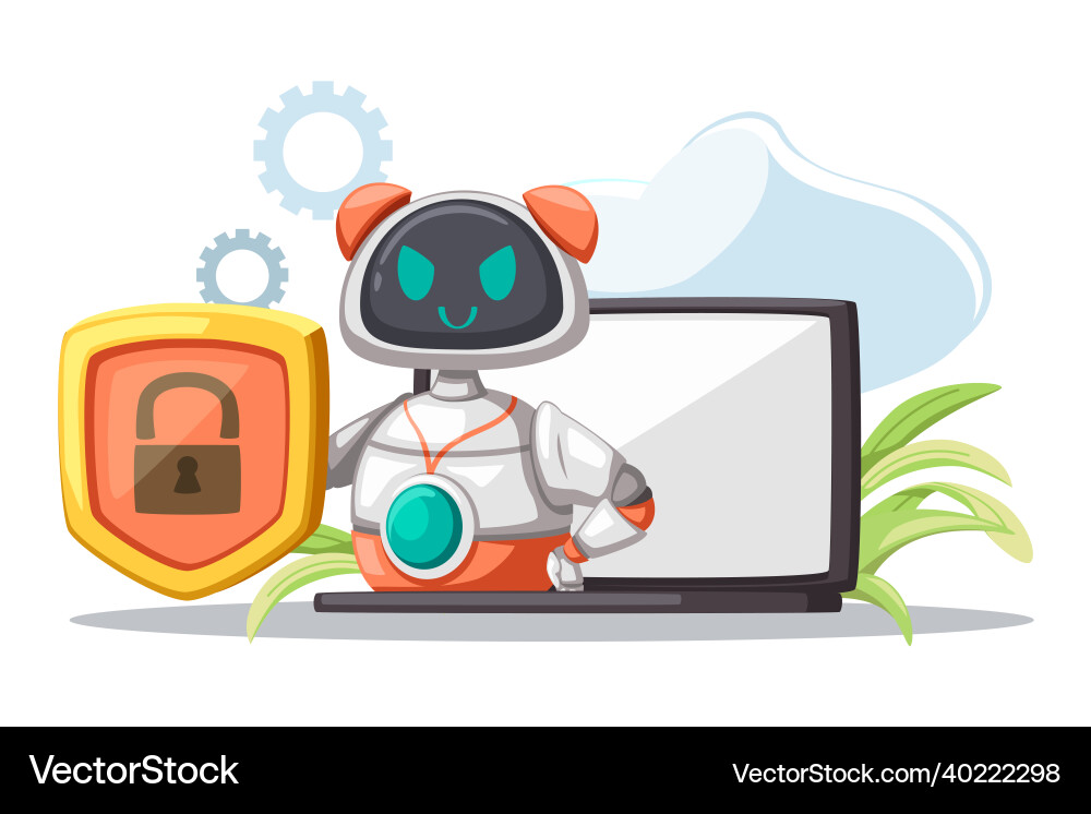 Set of android character robot security cartoon Set of android character robot security cartoon vector image