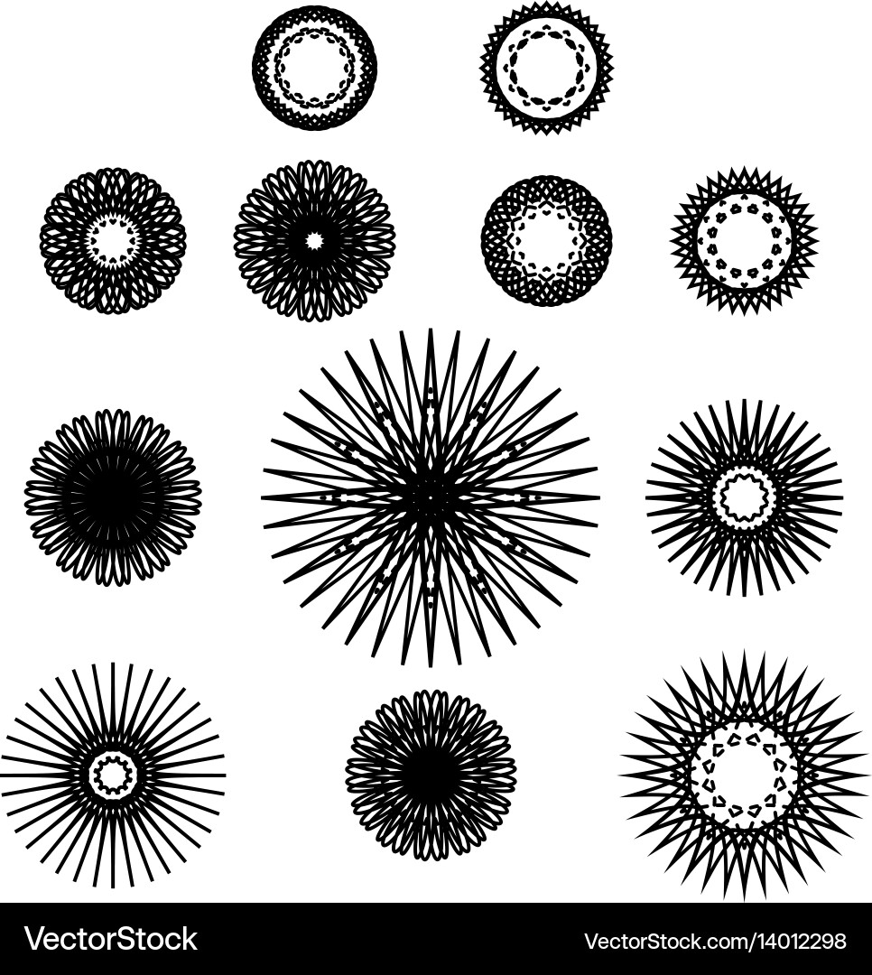 Set of round symbols isolated design elements vector image