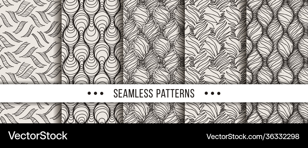 Set strict minimalistic seamless patterns Set strict minimalistic seamless patterns vector image