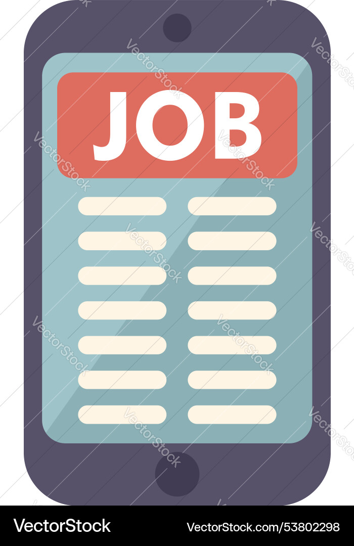 Smartphone showing job search app interface Vector Image