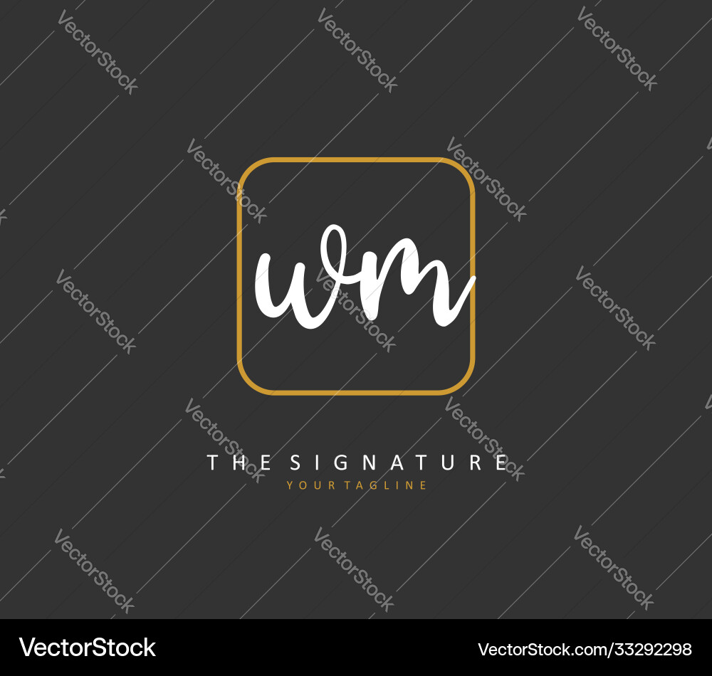 W m wm initial letter handwriting and signature W m wm initial letter handwriting and signature Vector Image