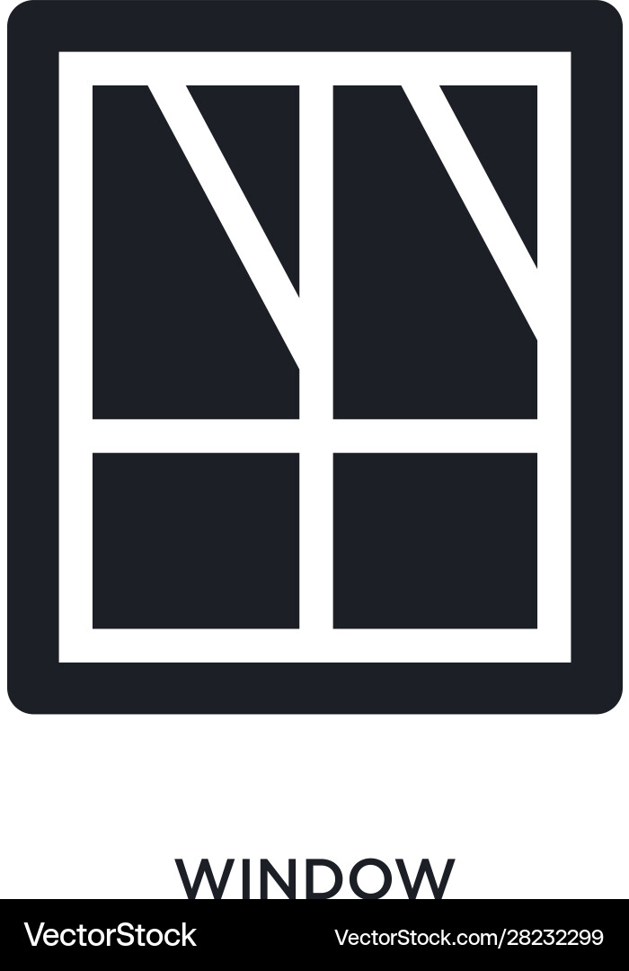 Black window isolated icon simple element from vector image