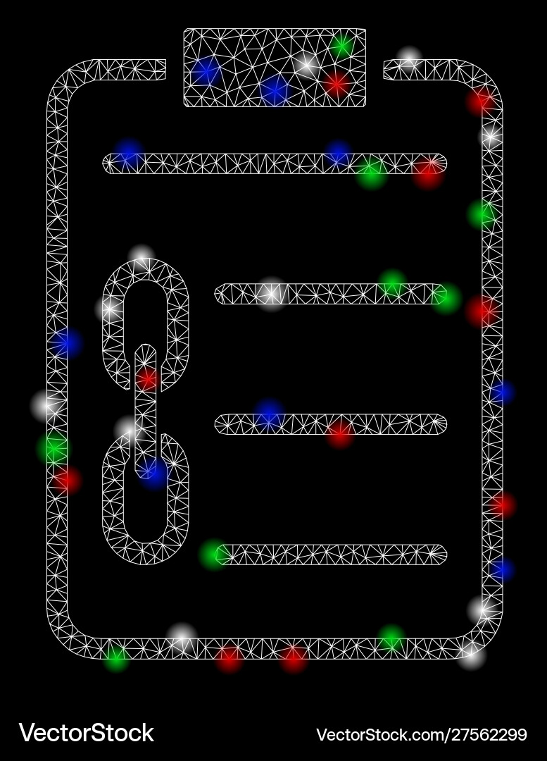 Bright mesh 2d blockchain contract with flash Bright mesh 2d blockchain contract with flash vector image