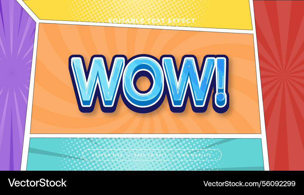 Colorful wow 3d editable text effect - font style Colorful wow 3d editable text effect - font style Vector Image