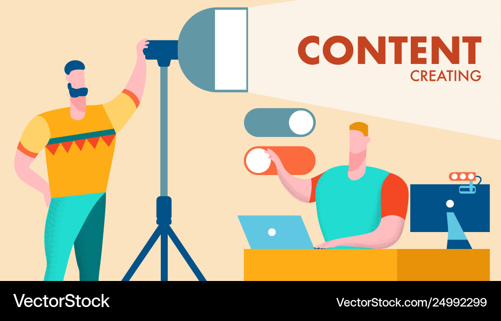 Creating vlog content flat banner template Creating vlog content flat banner template vector image