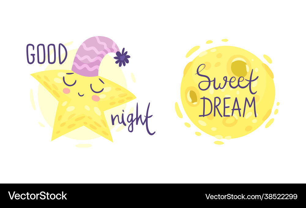 Cute pictures with good night and sweet dreams Cute pictures with good night and sweet dreams vector image