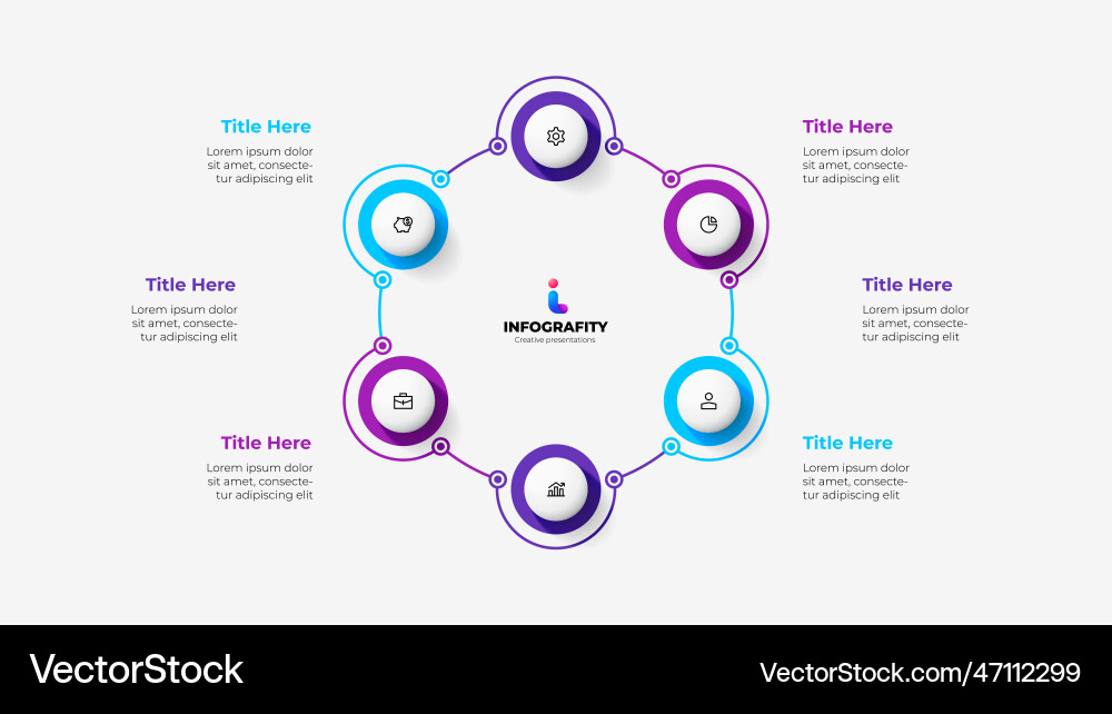 Diagram with six circles connected by thin lines Diagram with six circles connected by thin lines vector image