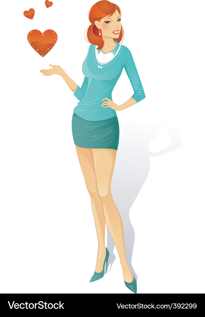 Elegante Frau mit Herz-Symbol vektorbild