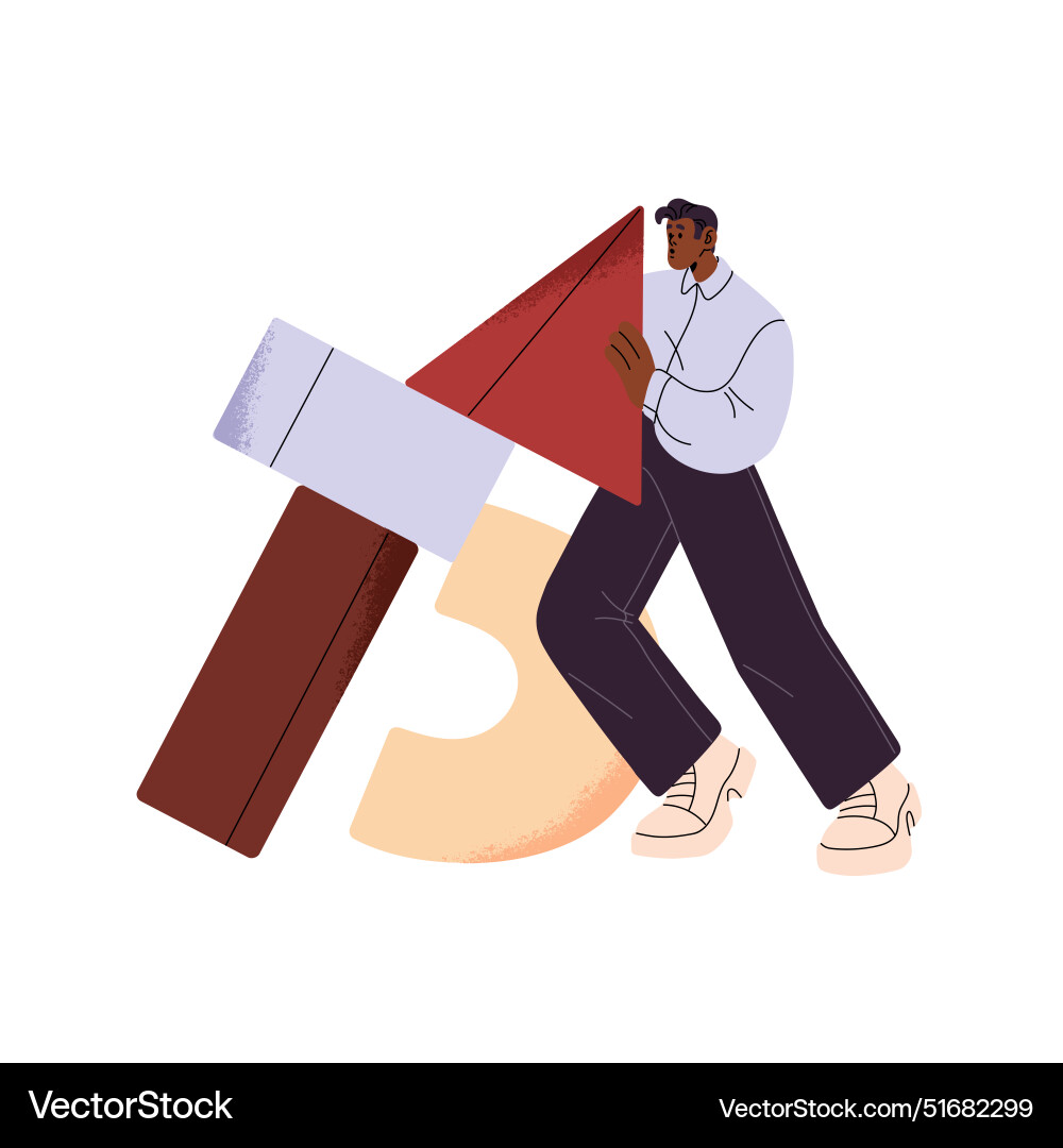 Hardworking worker challenges many tasks alone Hardworking worker challenges many tasks alone vector image