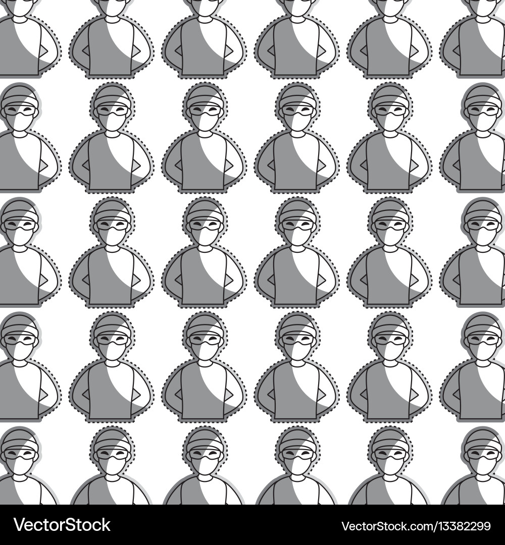 Monochrome contour pattern of hacker half body vector image