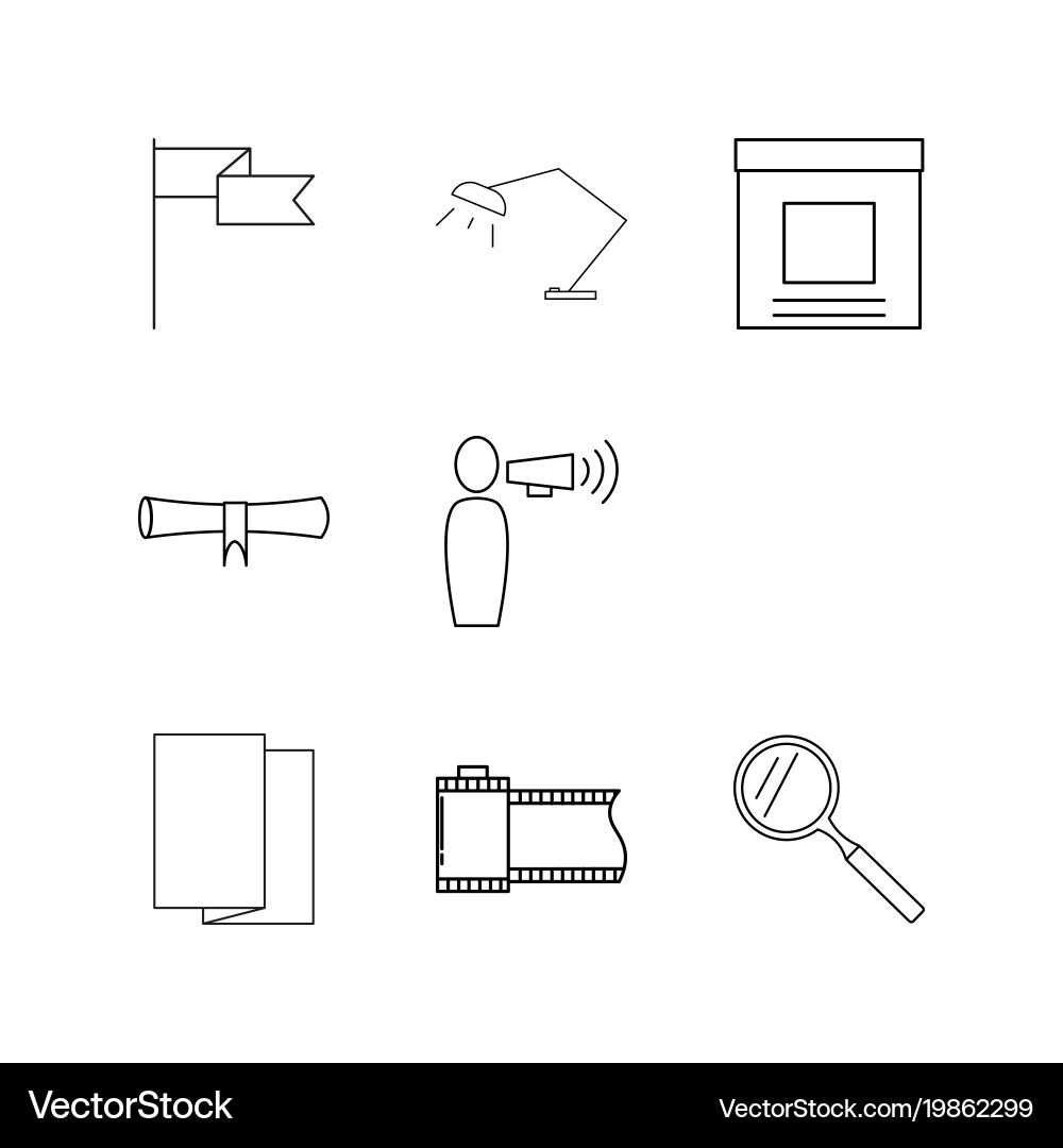 Office linear icon set simple outline icons Vector Image
