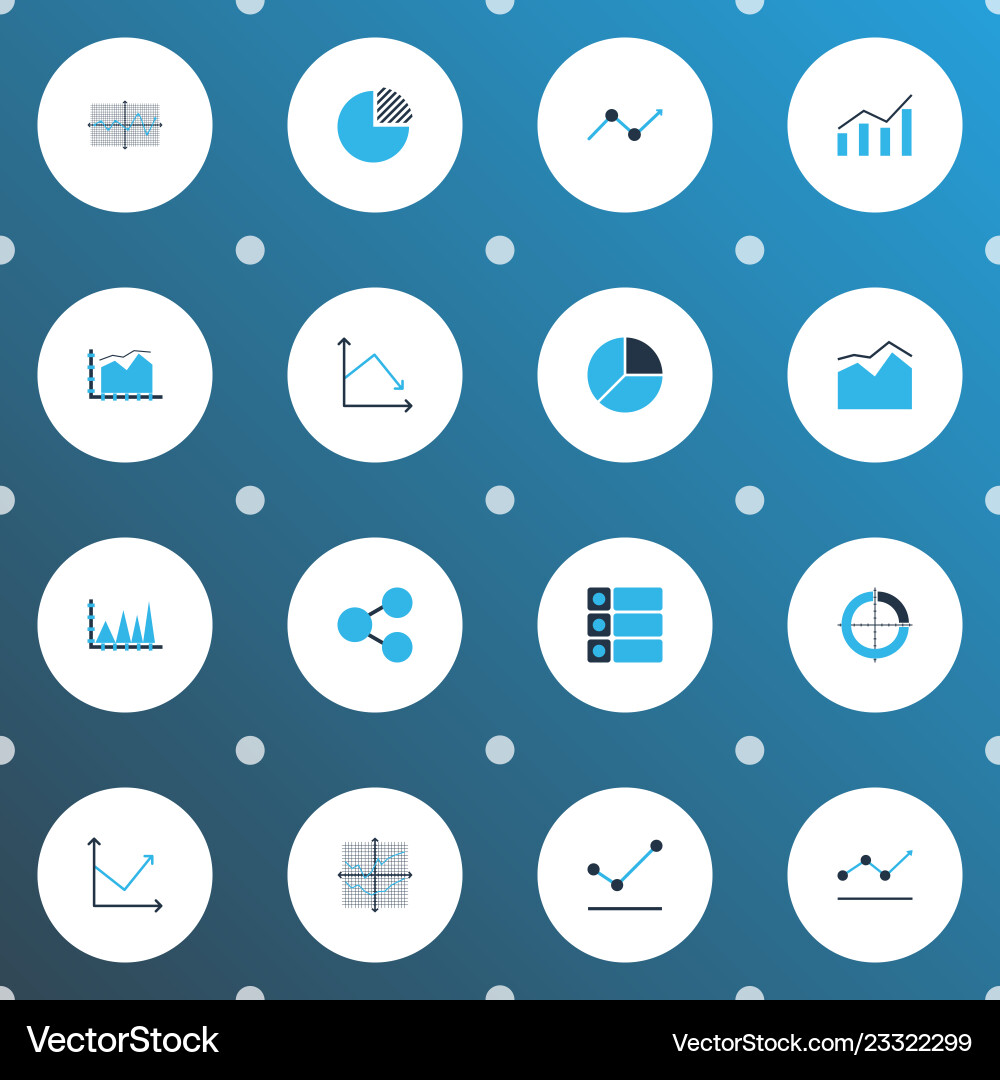 Set of graphs diagrams and statistics icons Set of graphs diagrams and statistics icons vector image