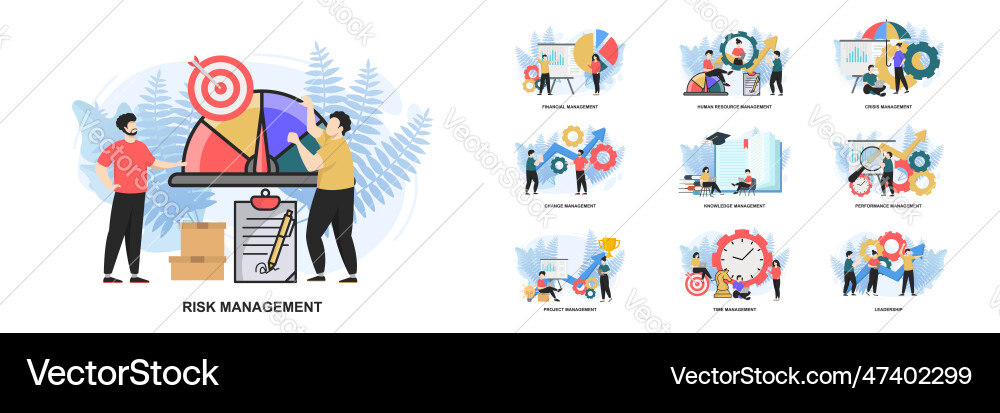 Set of web page design templates for management Set of web page design templates for management vector image