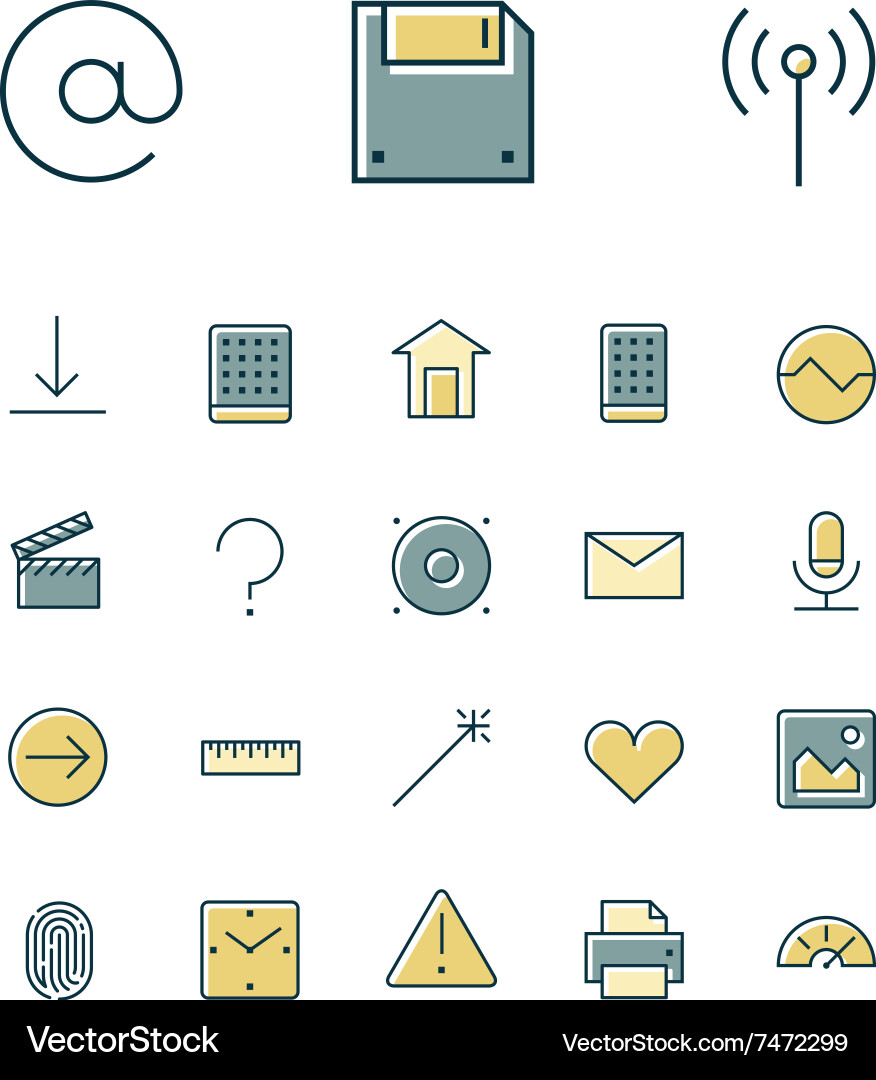 Thin Line Interface Icons vector image