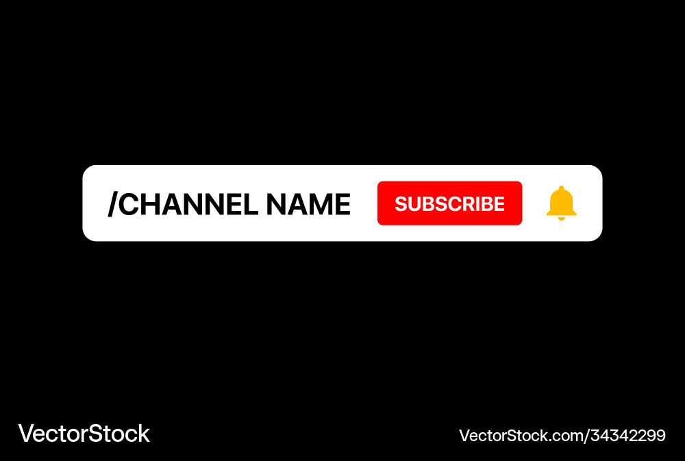 Youtube channel name lower third subscribe button vector image