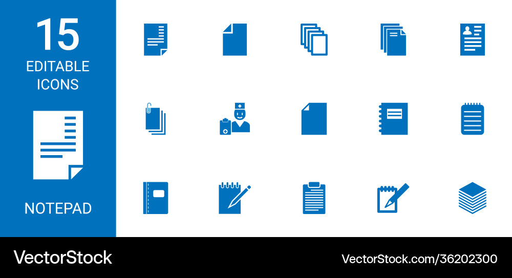 15 notepad icons Vector Image