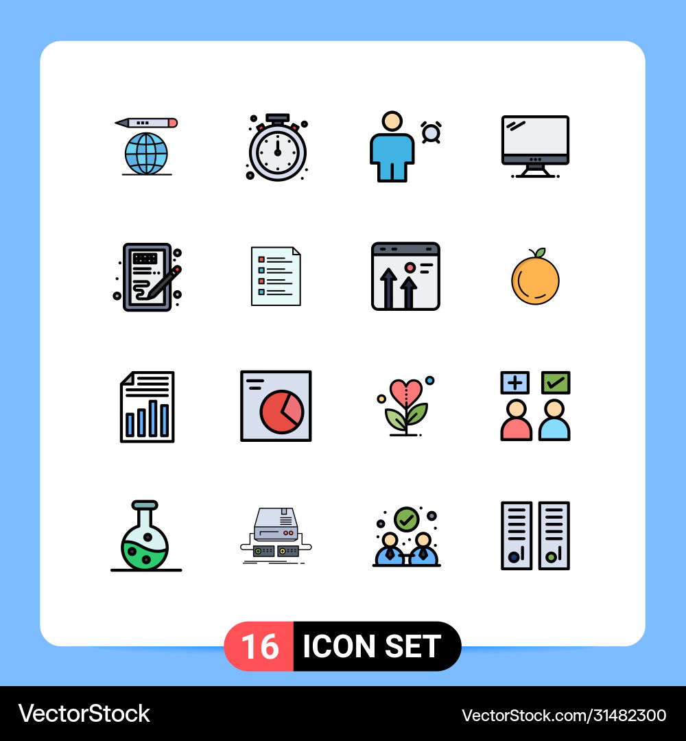 16 user interface flat color filled line pack Vector Image
