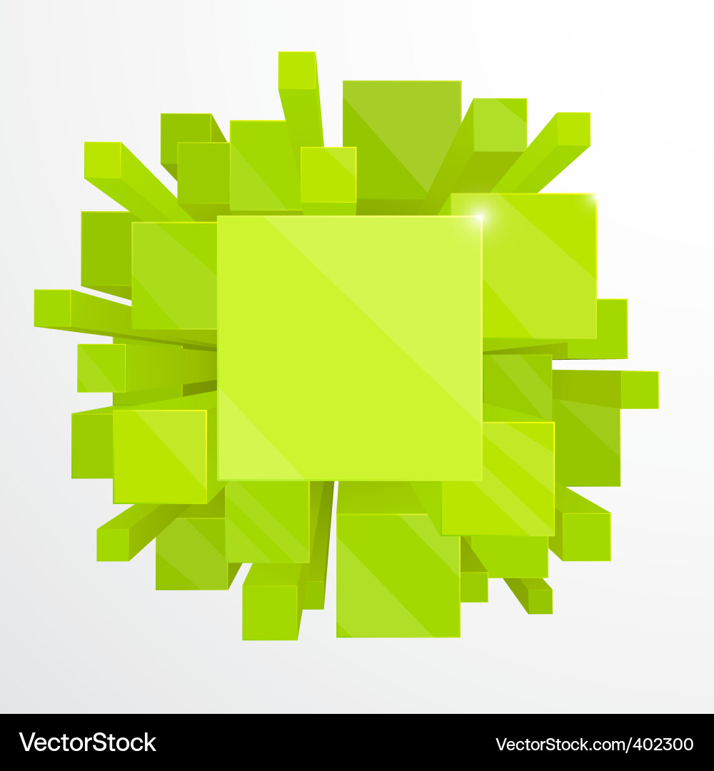 3D Green Abstract Cube Background Vector Image