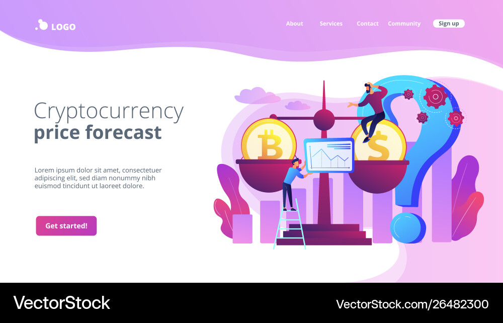 Bitcoin price prediction concept landing page Vector Image