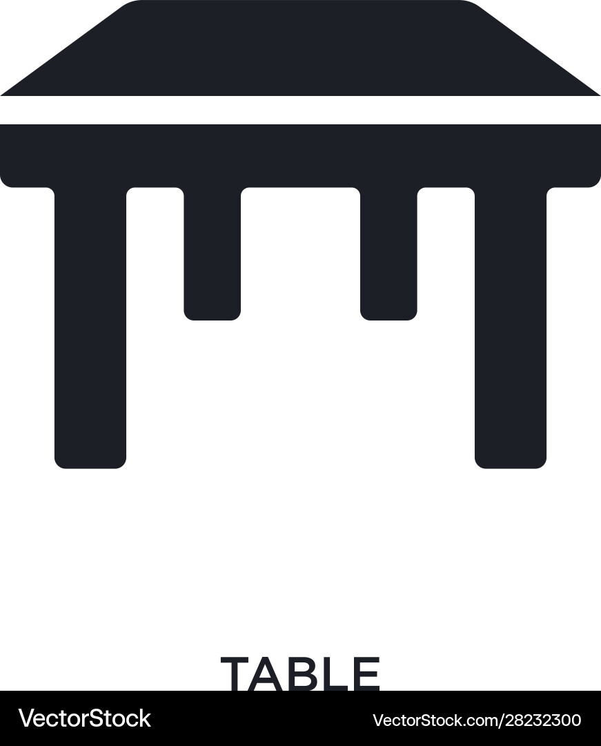 Black table isolated icon simple element from vector image