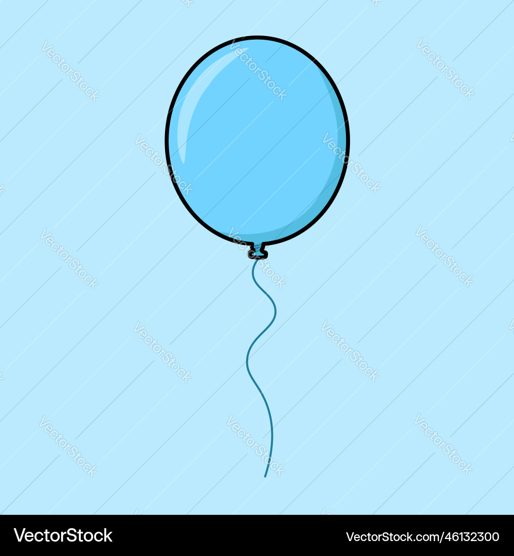 Blue balloon floating or flying with string vector image