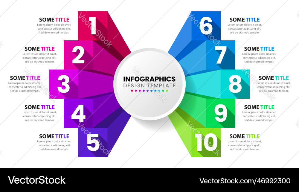 Circular Infographic Template with 10 Columns Vector Image
