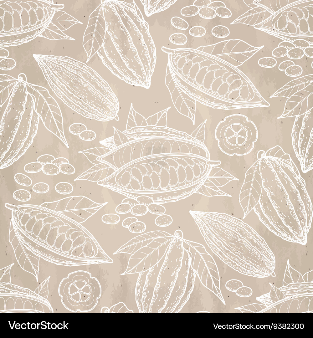 Cocoa Bean Pattern - Aged Paper vector image