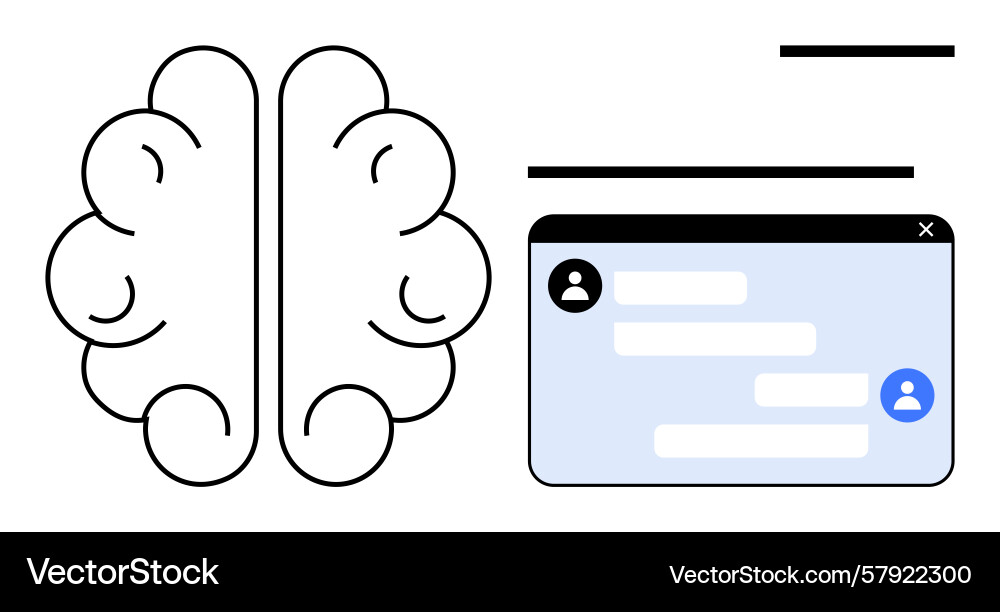 Digital brain concept with messaging interface Digital brain concept with messaging interface Vector Image