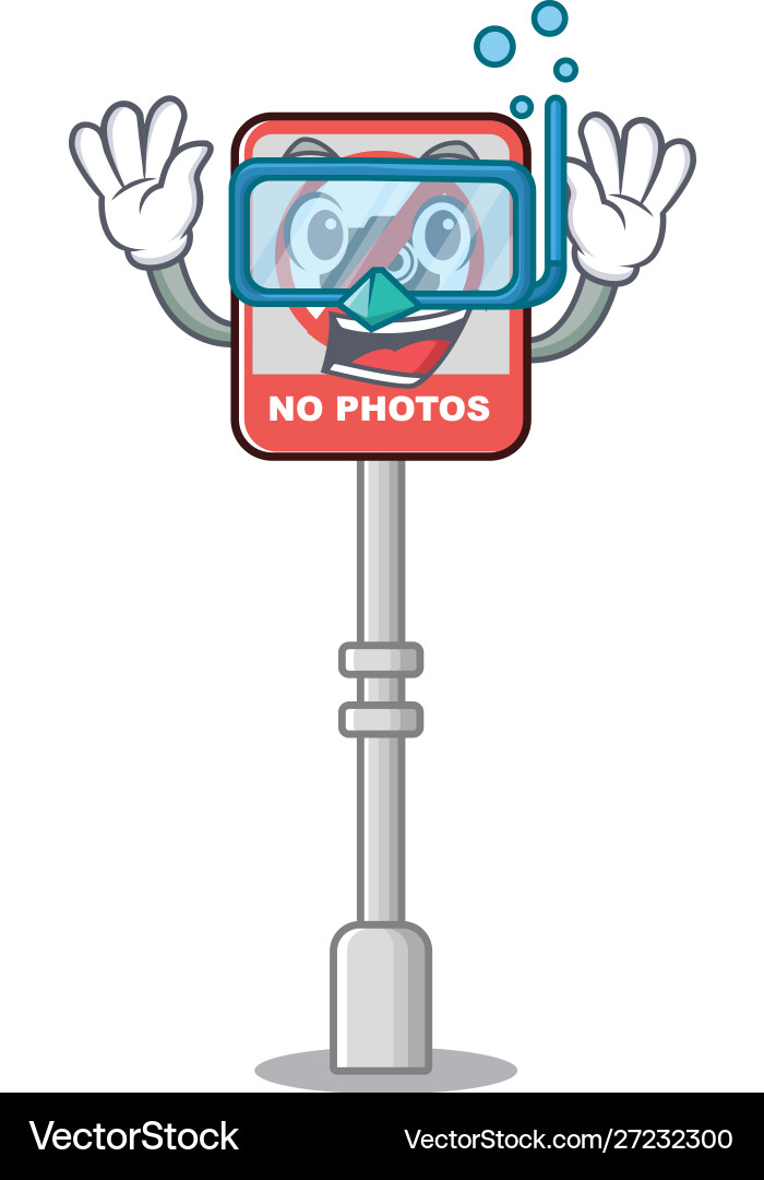 Diving no camera with character shape vector image